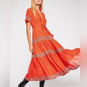 Free People Rare Feeling Printed Maxi Dress Size Small
